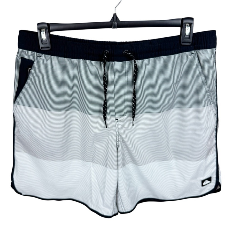 Quiksilver Men's Black & Gray Drawstring Waist Zippered Pocket Board Shorts